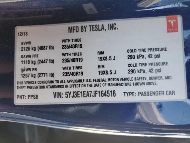 2018 TESLA MODEL 3 12