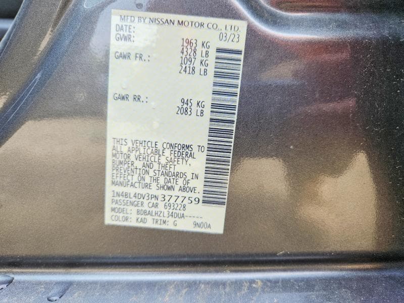 2023 NISSAN ALTIMA SV 12