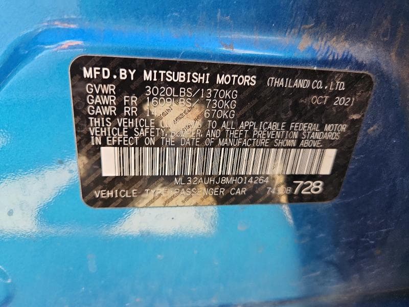 2021 MITSUBISHI MIRAGE ES 12