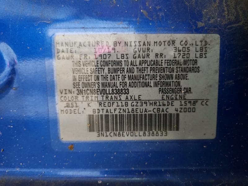 2020 NISSAN VERSA SV 12