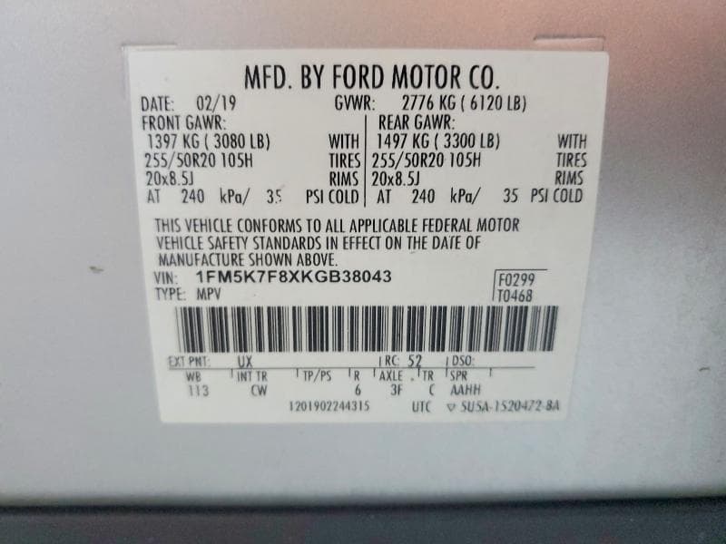 2019 FORD EXPLORER LIMITED 13