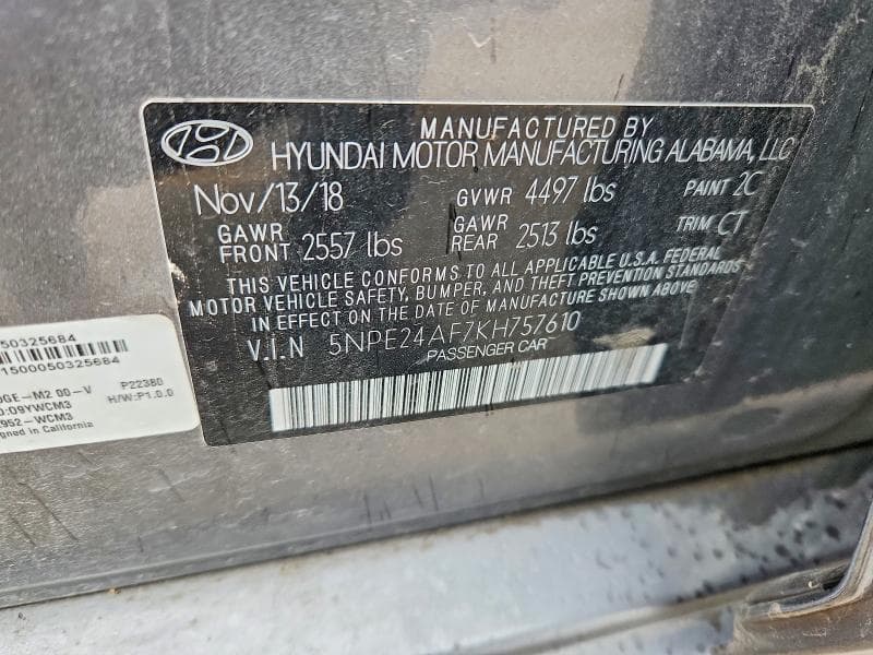 2019 HYUNDAI SONATA SE 12