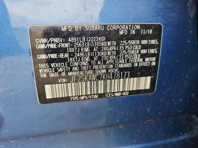 2019 SUBARU FORESTER TOURING 14