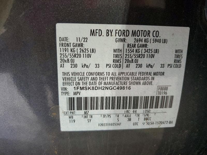 2022 FORD EXPLORER XLT 14