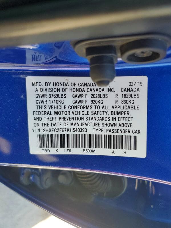 2019 HONDA CIVIC 13