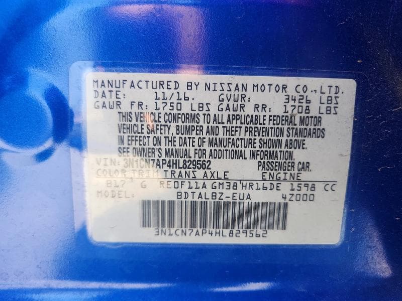 2017 NISSAN VERSA 1.6 SV 13
