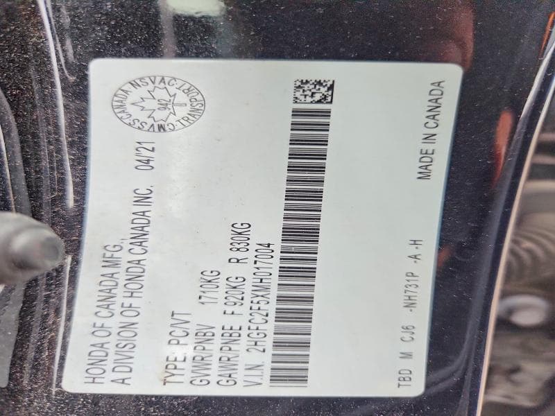 2021 HONDA CIVIC LX 12