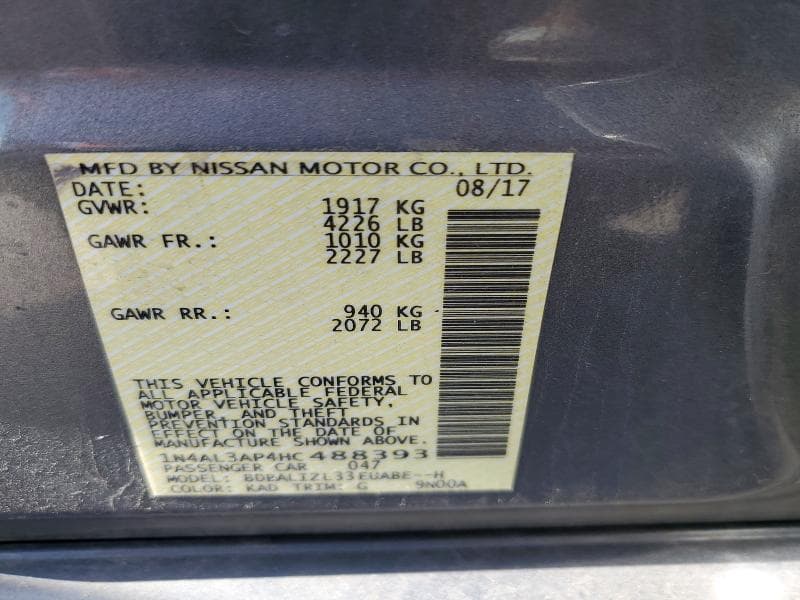 2017 NISSAN ALTIMA 2.5 SV 12