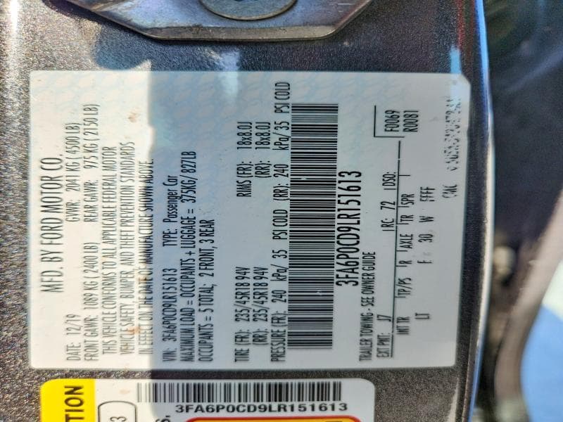 2020 FORD FUSION SEL 13
