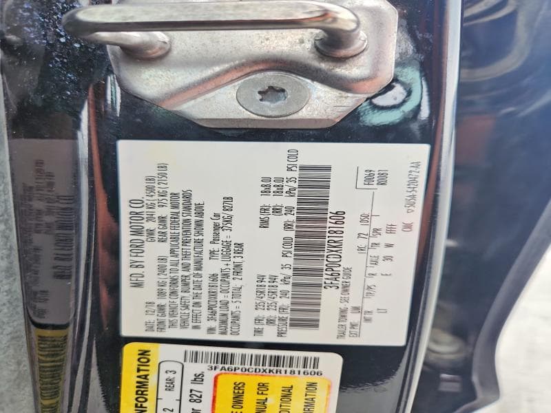 2019 FORD FUSION SEL 12