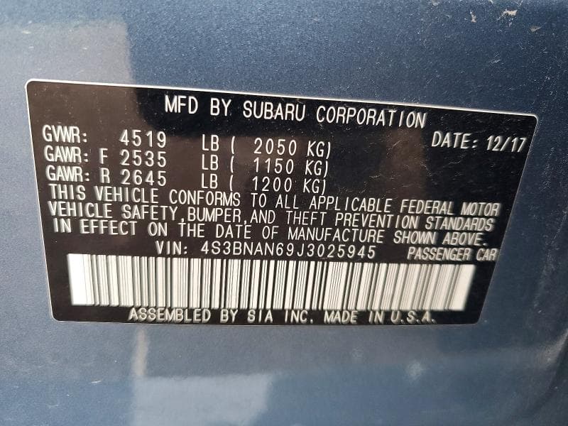 2018 SUBARU LEGACY 2.5I LIMITED 12