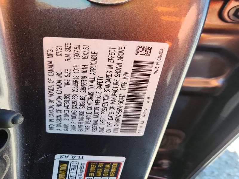 2021 HONDA CR-V TOURING 13