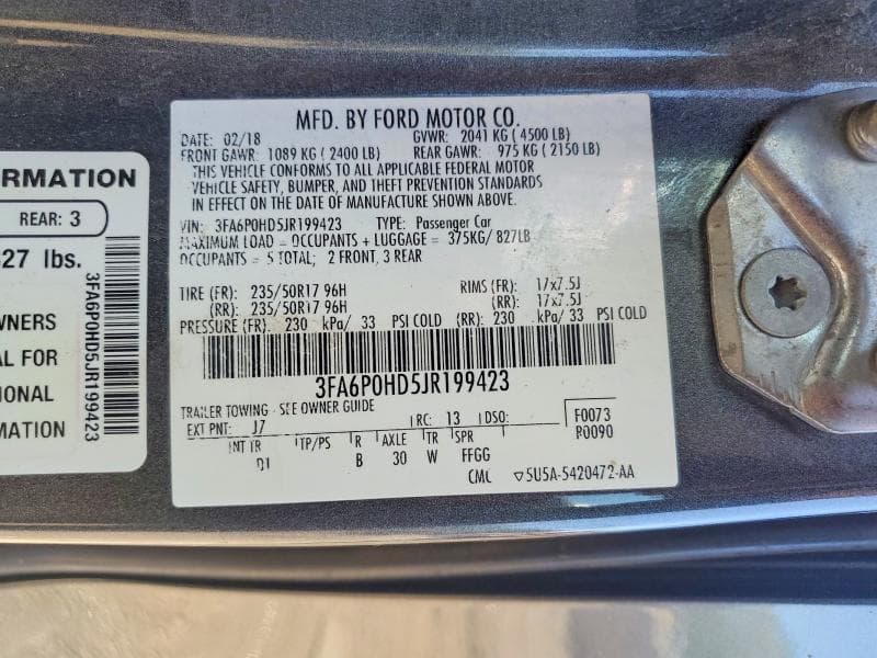 2018 FORD FUSION SE 12