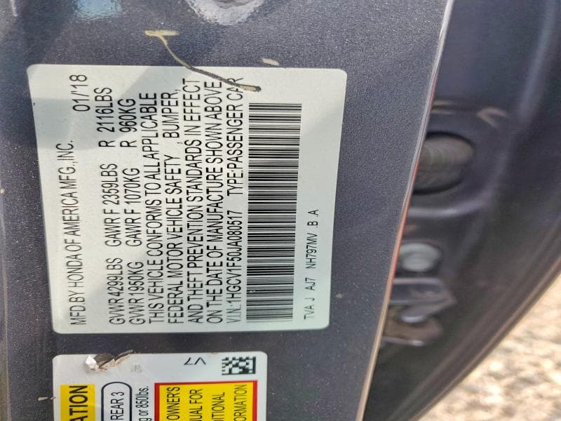 2018 HONDA ACCORD EXL 12
