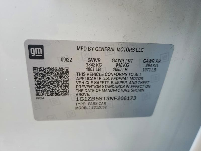 2022 CHEVROLET MALIBU LS 12