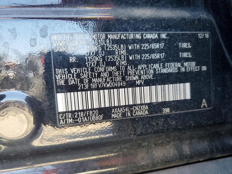 2019 TOYOTA RAV4 LE 12