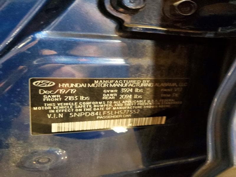 2020 HYUNDAI ELANTRA LIMITED 12