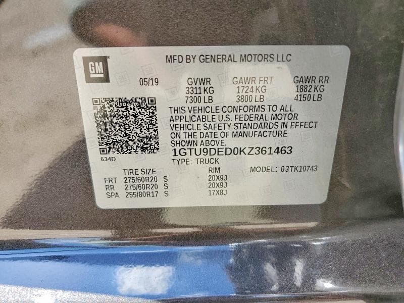 2019 GMC 1500 LONG 12