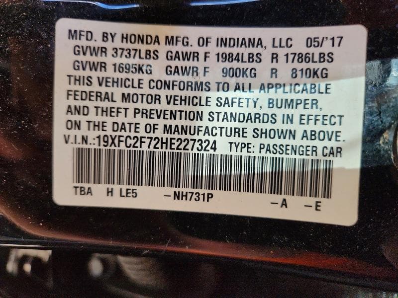 2017 HONDA CIVIC EX 12