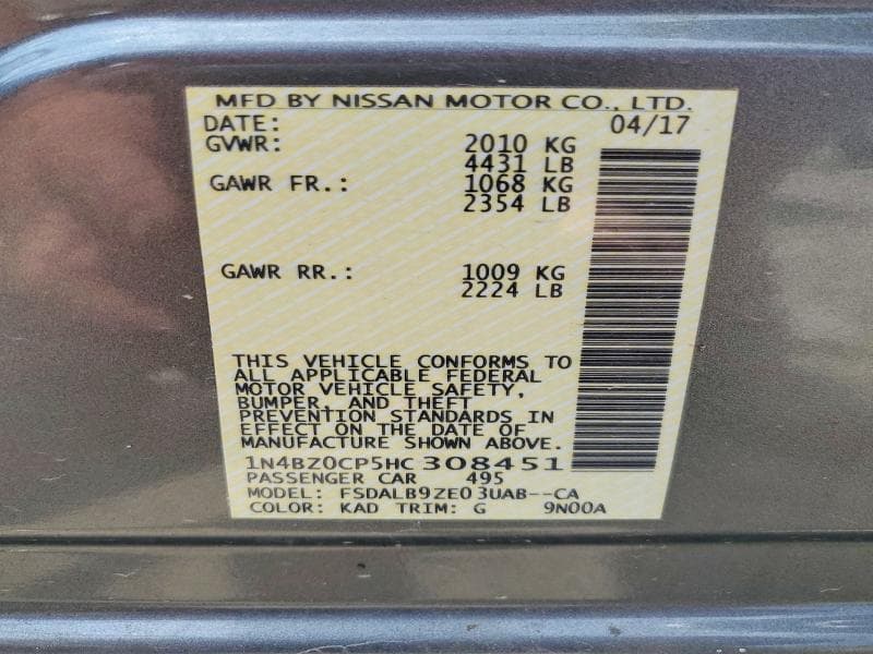 2017 NISSAN LEAF S 14