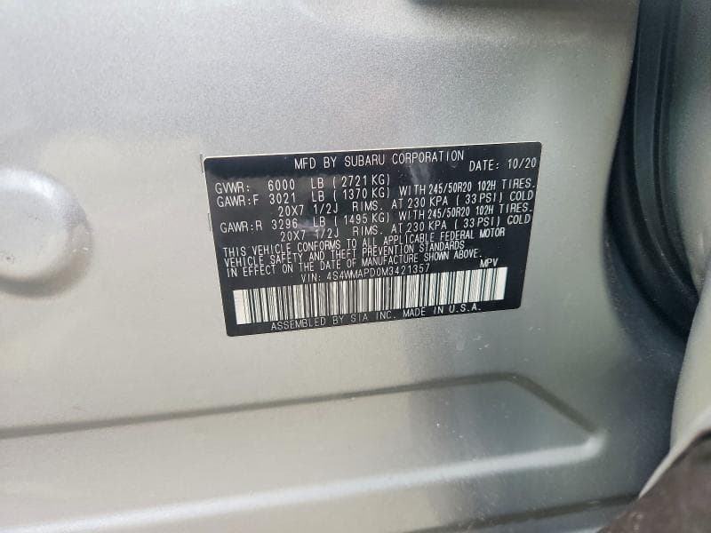 2021 SUBARU ASCENT LIMITED 13