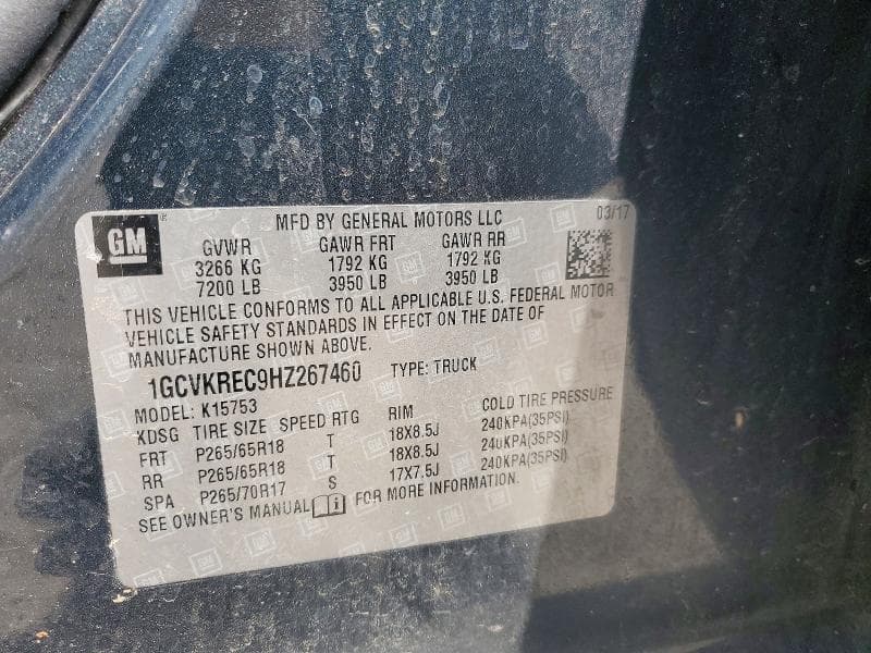 2017 CHEVROLET SILVERADO K1500 LT 12