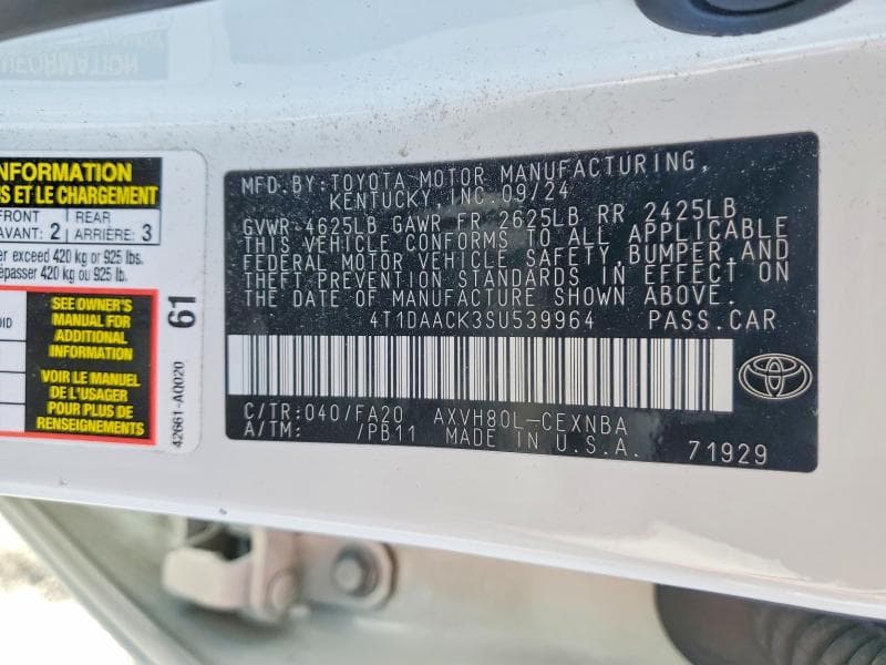 2025 TOYOTA CAMRY LE 12
