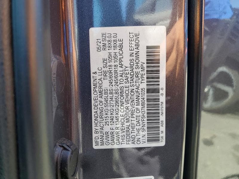 2021 HONDA PILOT EX 13