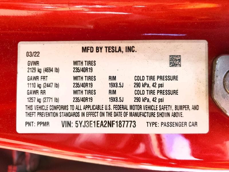 2022 TESLA MODEL 3 25