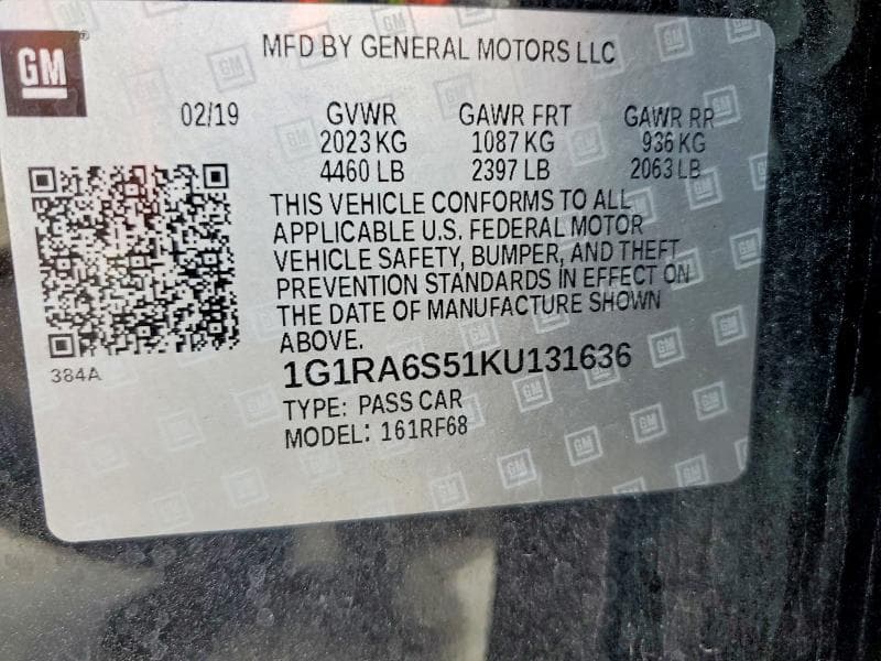 2019 CHEVROLET VOLT LT 12