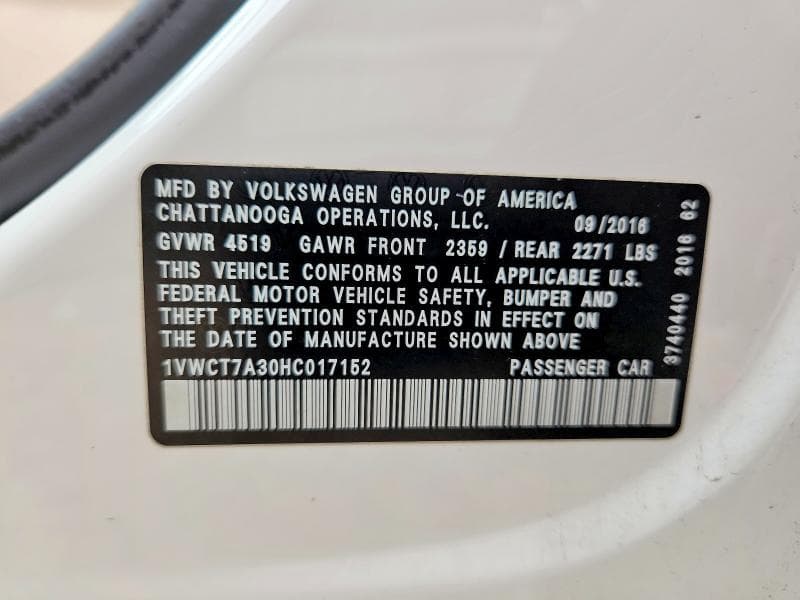 2017 VOLKSWAGEN PASSAT SEL PREMIUM 12