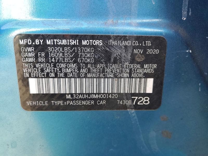 2021 MITSUBISHI MIRAGE ES 12