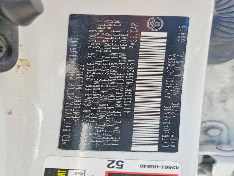 2022 TOYOTA CAMRY HYBRID SE 12