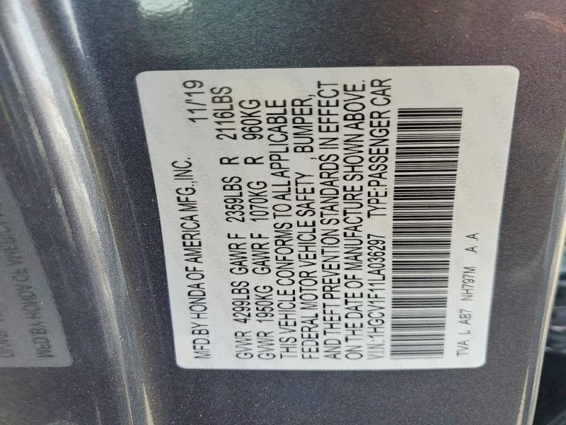 2020 HONDA ACCORD LX 12