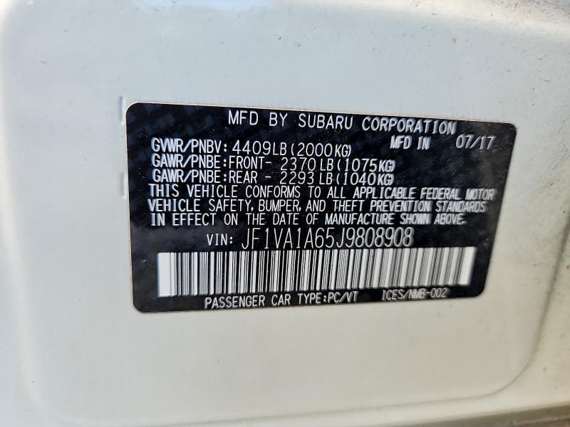 2018 SUBARU WRX 12