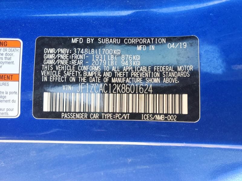 2019 SUBARU BRZ LIMITED 12