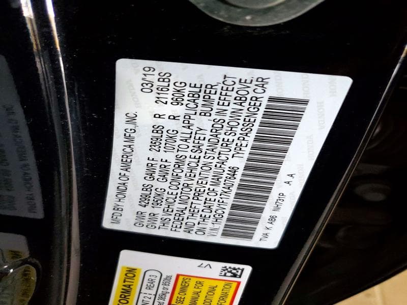 2019 HONDA ACCORD LX 12