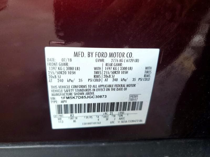 2018 FORD EXPLORER XLT 13