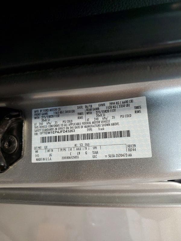 2018 FORD F150 SUPERCREW 12