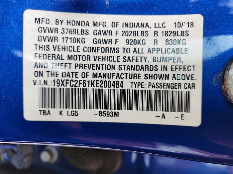 2019 HONDA CIVIC LX 13