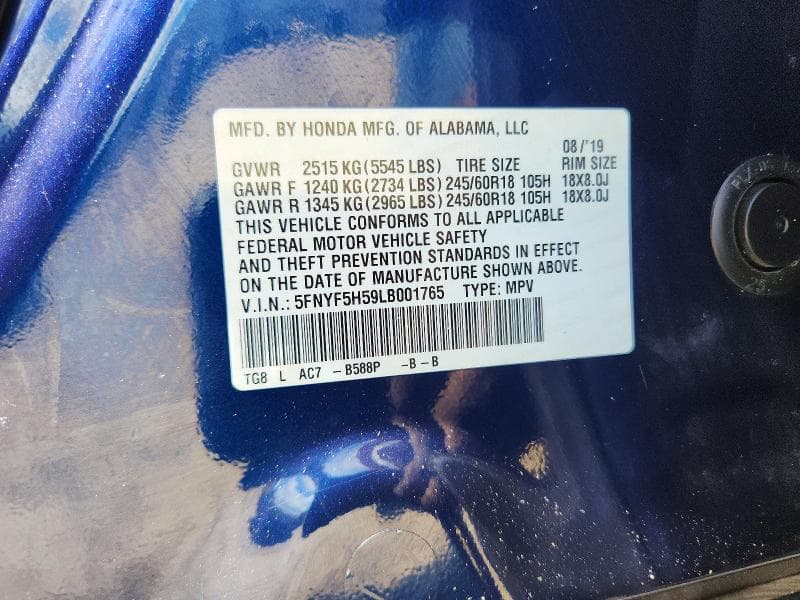 2020 HONDA PILOT EXL 13
