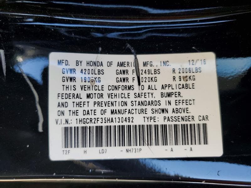 2017 HONDA ACCORD LX 12