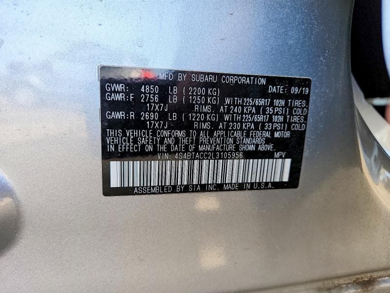 2020 SUBARU OUTBACK PREMIUM 14