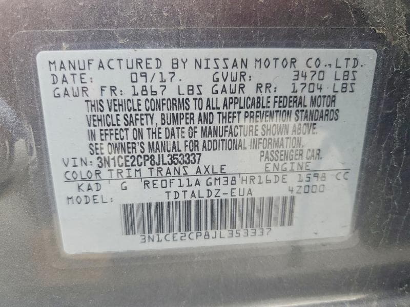 2018 NISSAN VERSA NOTE 12