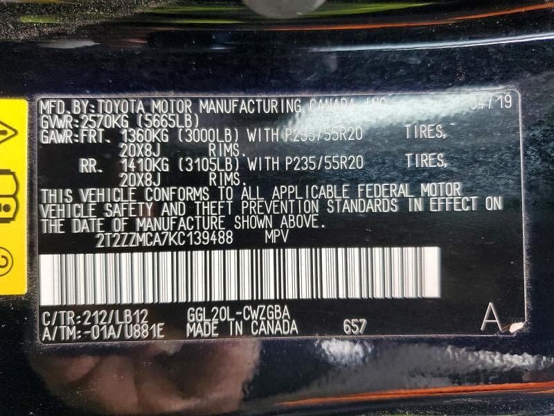 2019 LEXUS RX 350 BASE 13