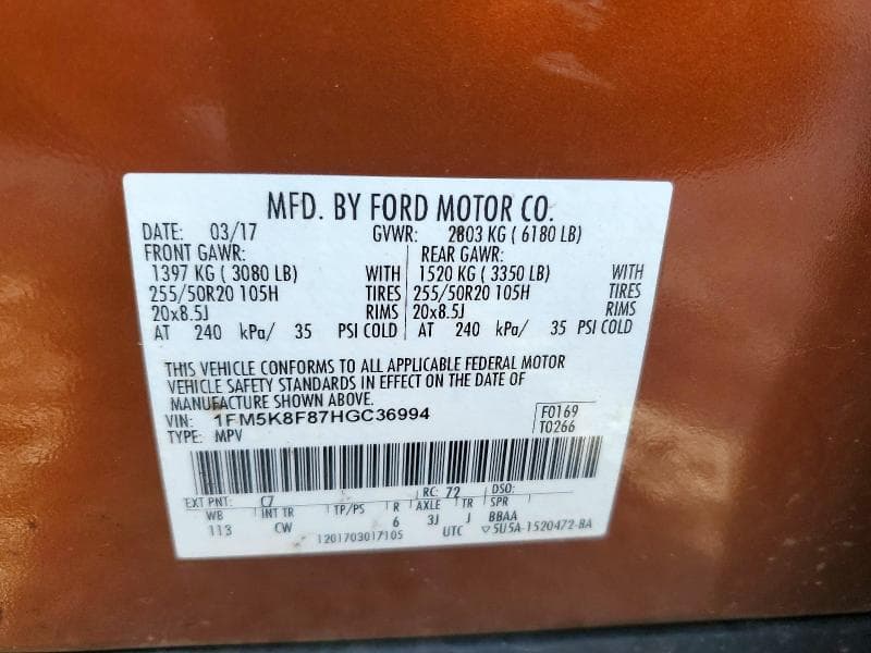 2017 FORD EXPLORER LIMITED 13