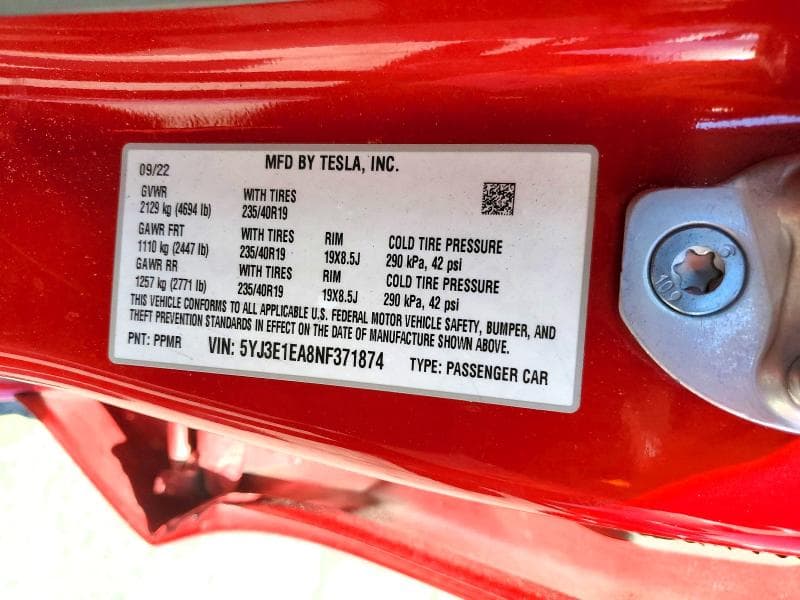 2022 TESLA MODEL 3 12