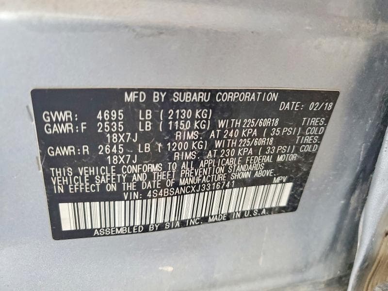 2018 SUBARU OUTBACK 13