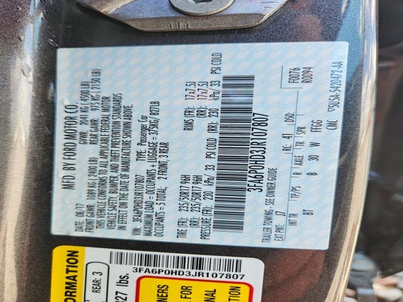 2018 FORD FUSION SE 13