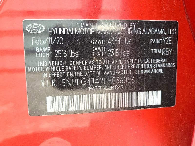 2020 HYUNDAI SONATA SE 12